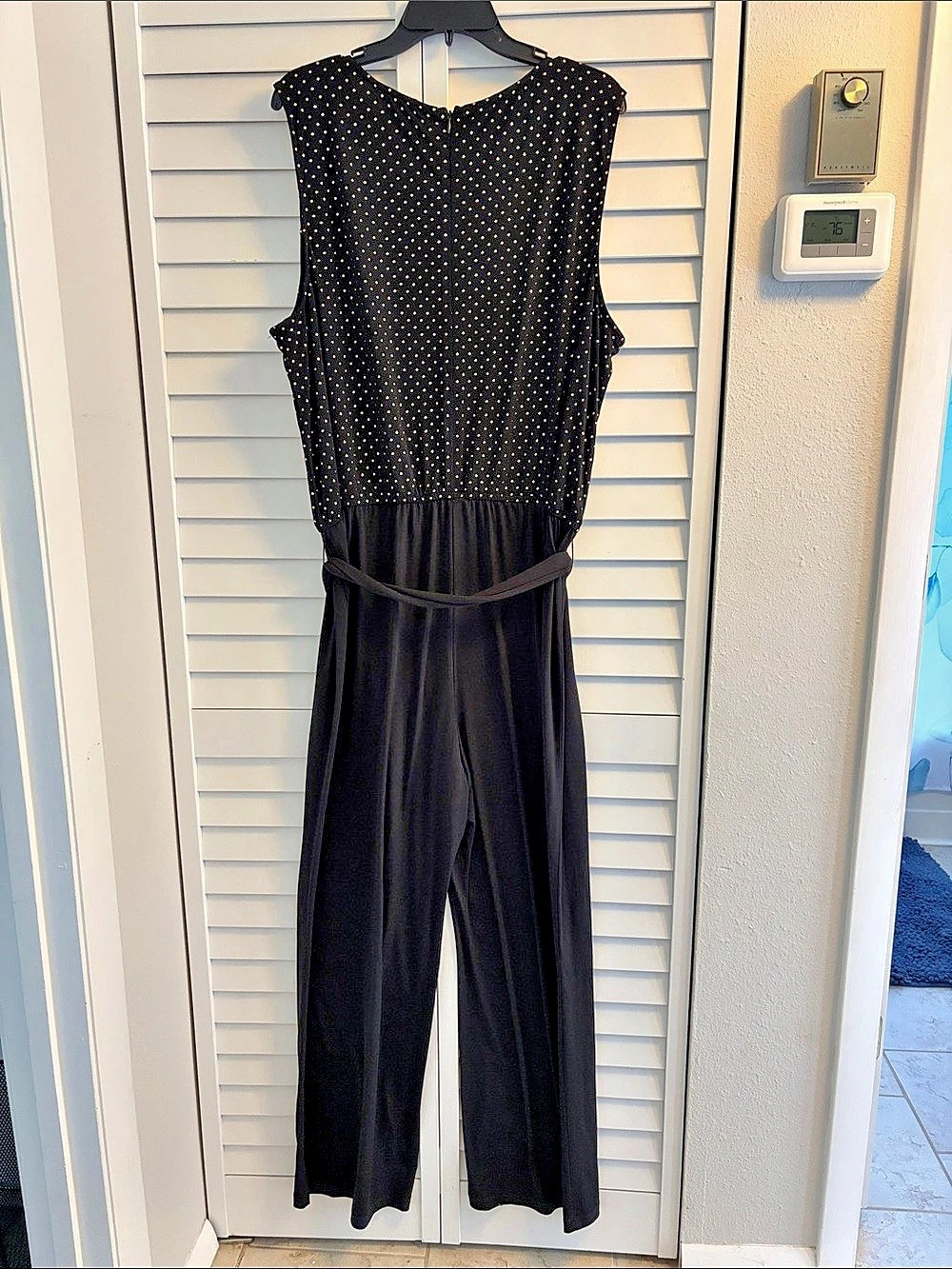 Chico's Black Jumpsuit W Gold Accents Sz 4 XXL Perfect for Holidays!